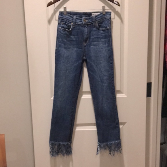 Pistola Long Frayed Hem stonewash denim straight Jeans women’s Size 25 stretchy - Picture 1 of 14
